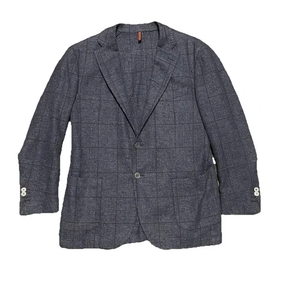 Eredi Pisano Academy Wool Bland Window Pane Plaid Sport Blazer Size 44R Academia